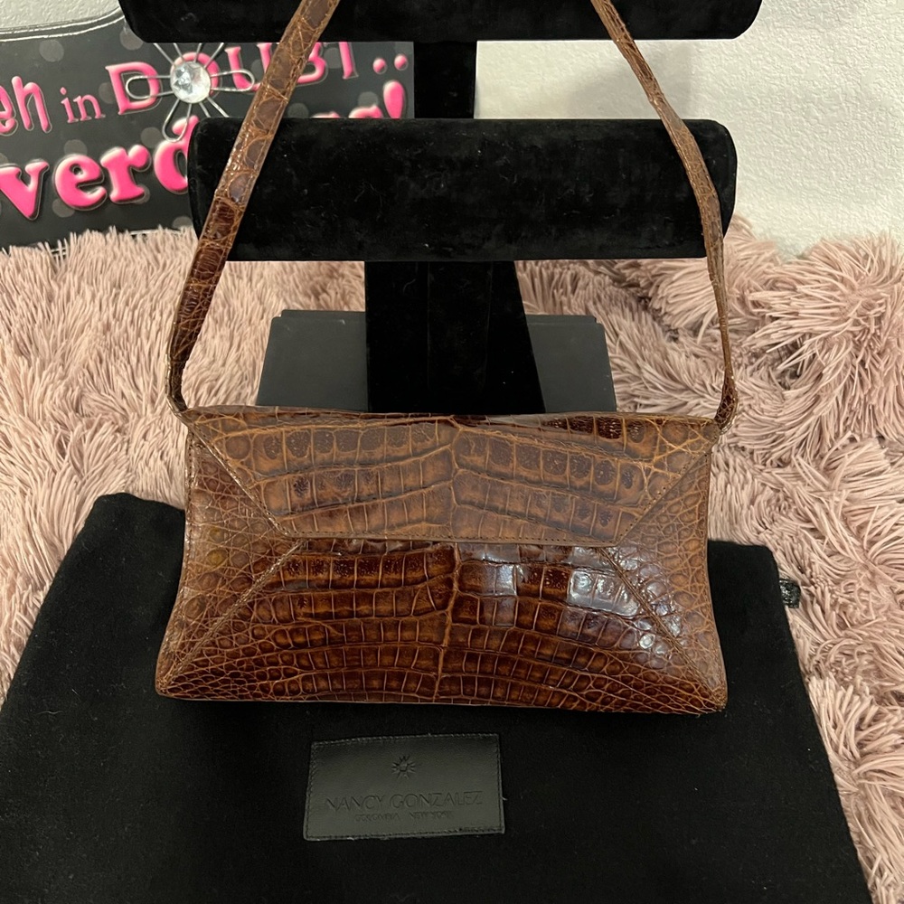 Nancy Gonzalez Brown Crocodile Mini Bag